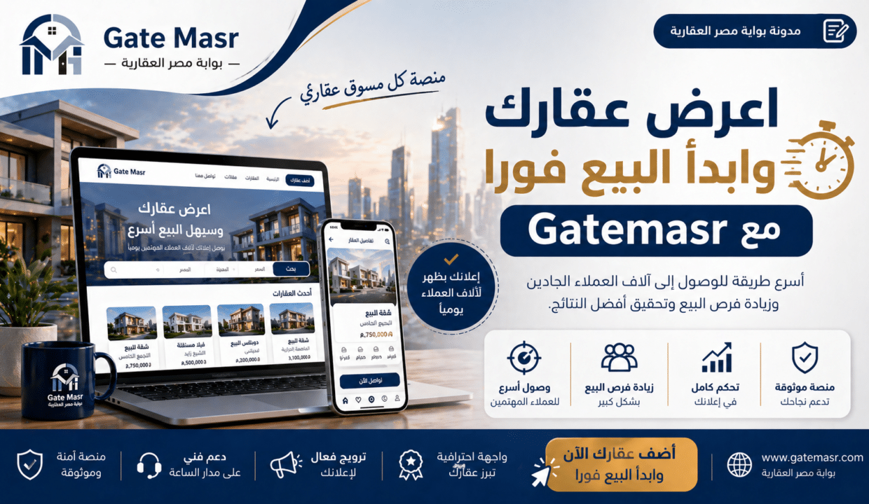 اعرض عقارك وابدأ البيع فورا مع Gatemasr