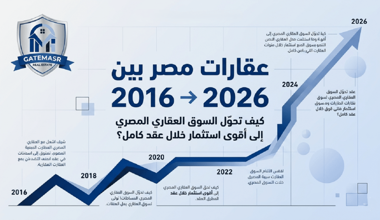 عقارات مصر بين 2016 لـ 2026 كيف تحوّل السوق العقاري المصري إلى أقوى استثمار خلال عقد كامل؟