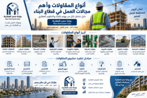 أنواع المقاولات وأهم مجالات العمل في قطاع البناء